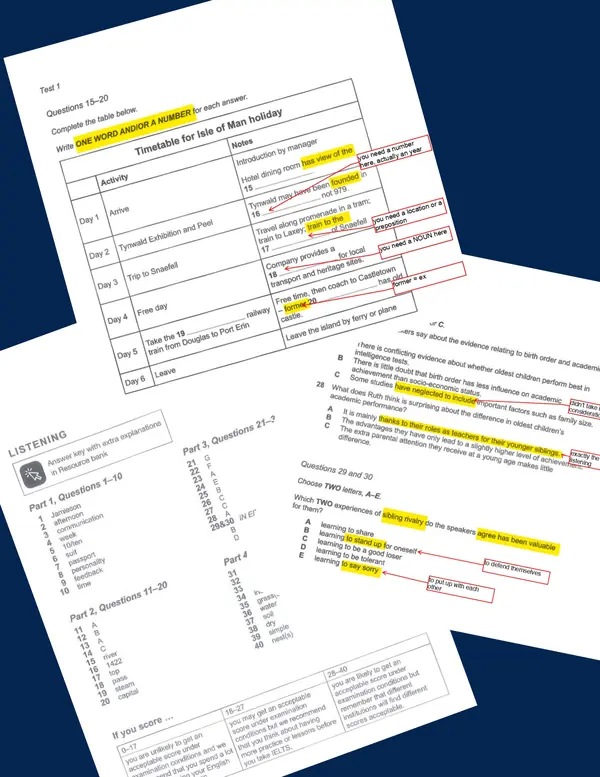 Page from the Practical Exercises for IELTS library