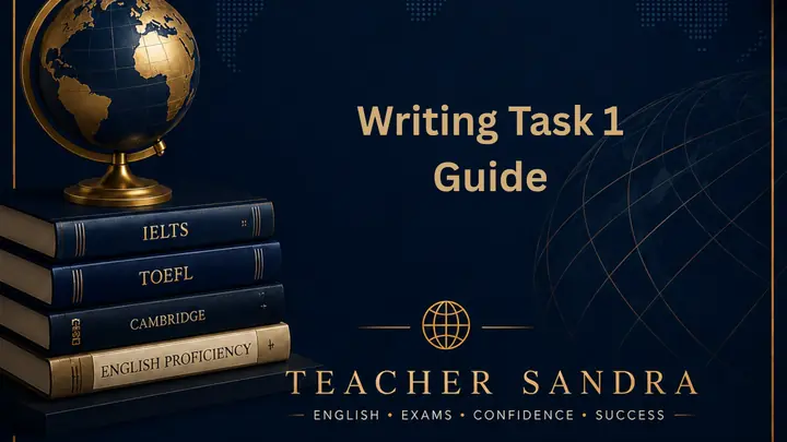 Writing Task 1 Guide guide cover by Teacher Sandra